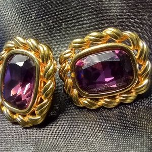 Purple and Gold Post Earrings
